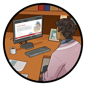 An illustration of someone taking an eLearning course on a computer.